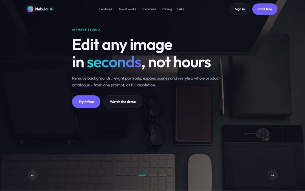 AI Image Editing Studio Template website preview