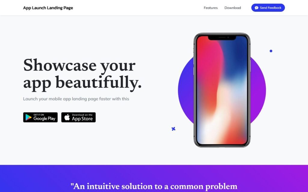 App Landing Page Template website preview