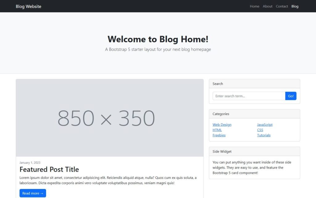 Blog Website Template website preview