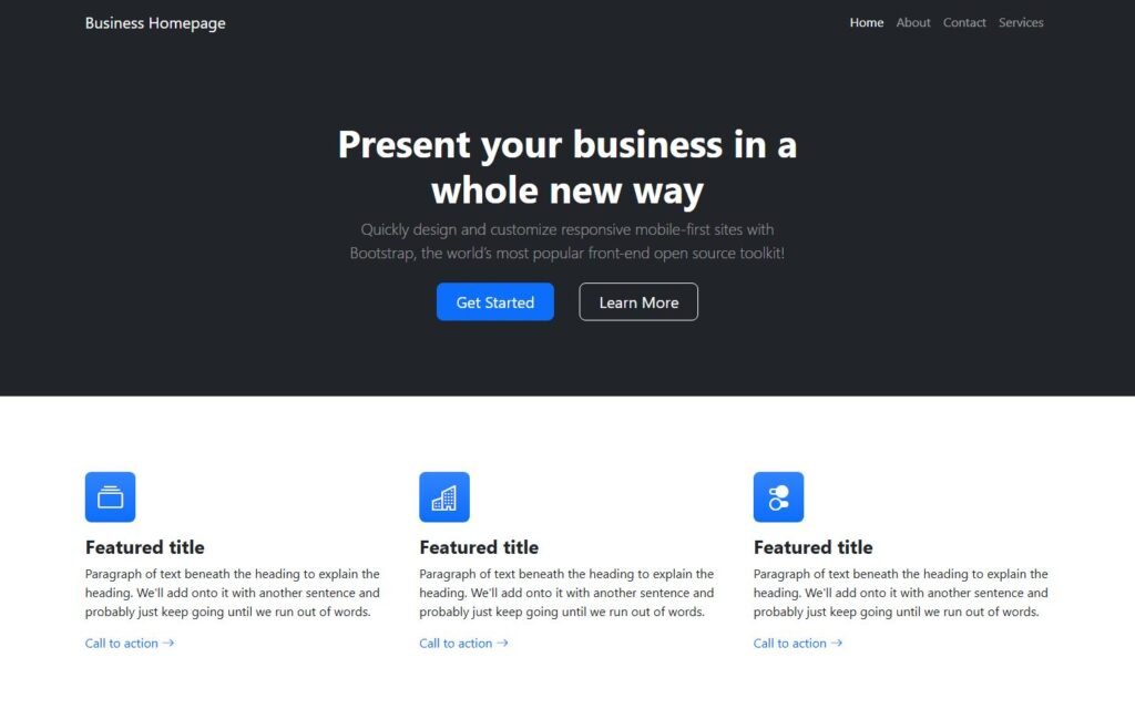 Business Homepage Template website preview