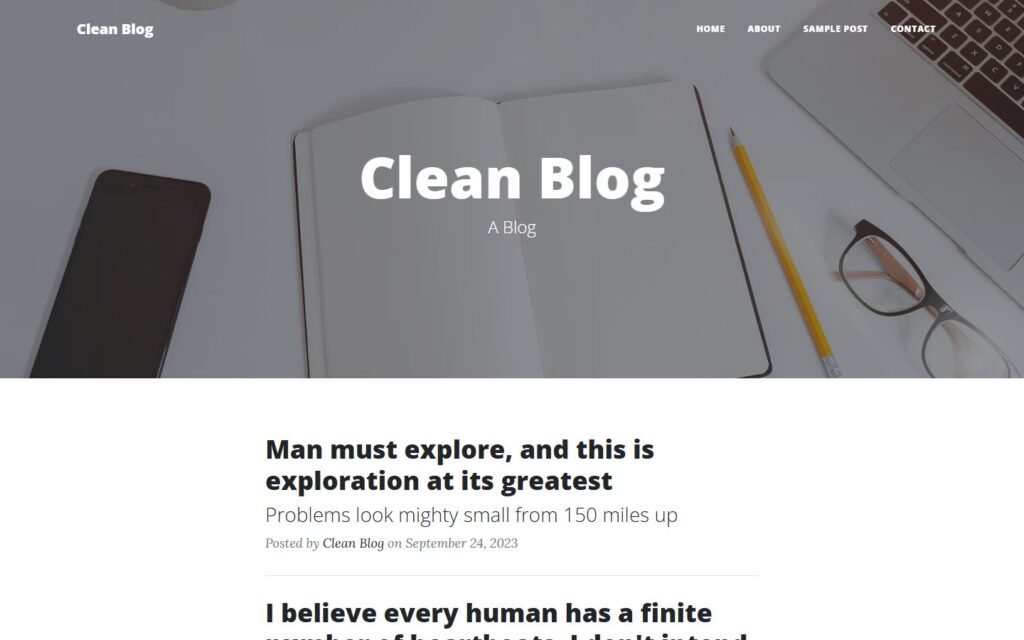 Clean Blog Template website preview