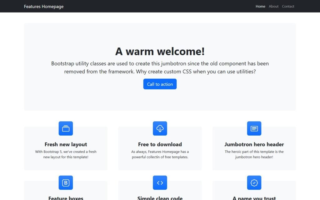 Features Homepage Template website preview
