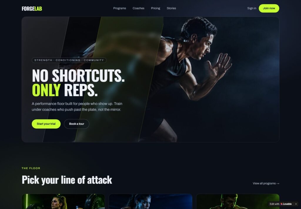 ForgeLab - Athletic Gym & Fitness Club Website website preview