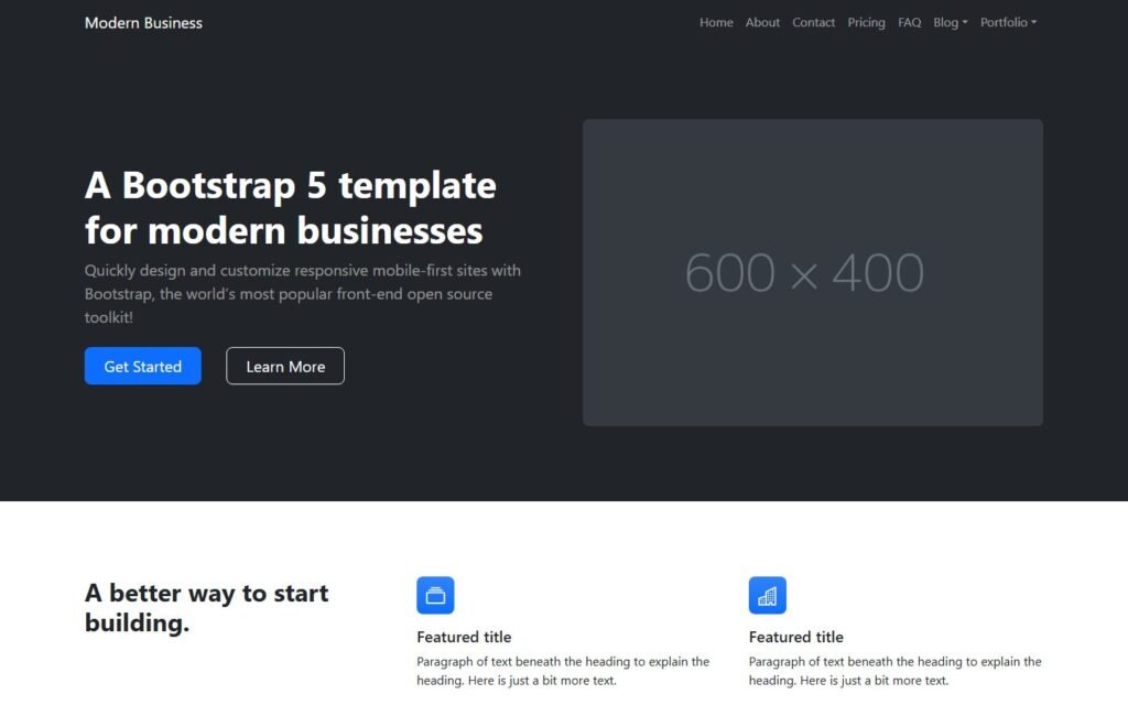 Modern Business Template website preview