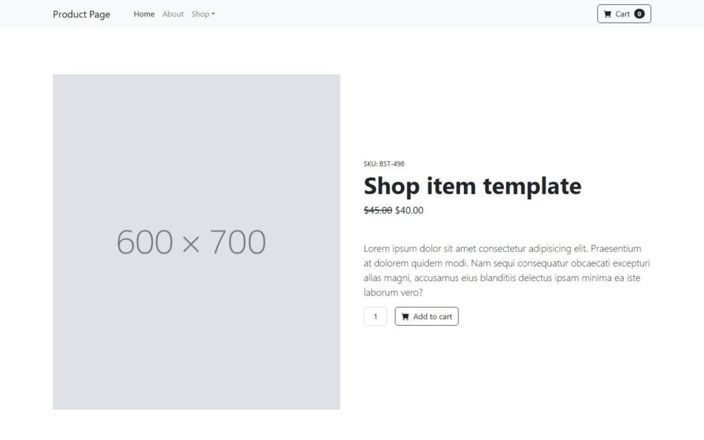 Product Page Template website preview