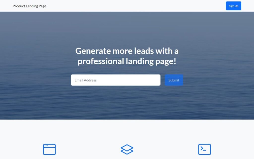 Product Landing Page Template website preview