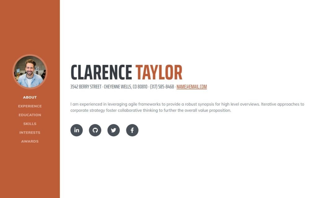 Resume CV Template website preview